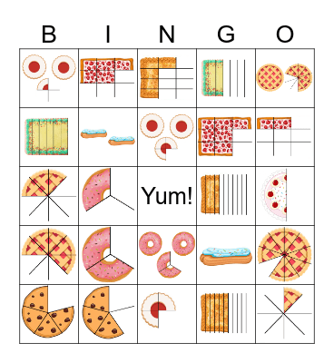 Feastable Fractions Bingo Card