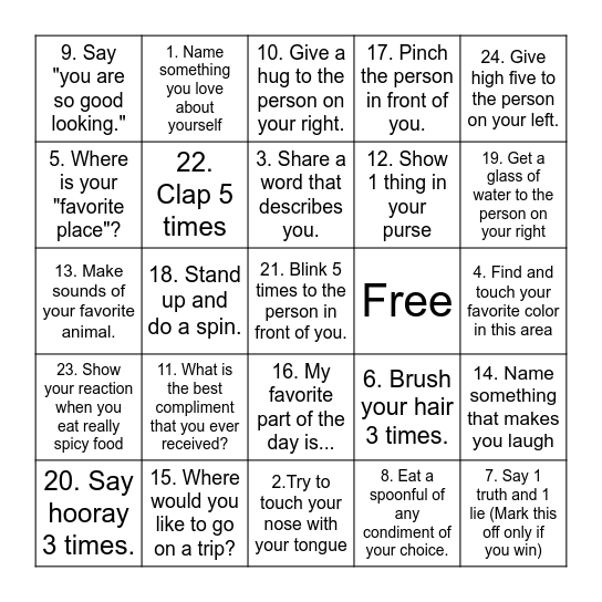 Positive Self-Talk BINGO! Bingo Card