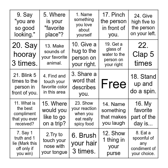 Positive Self-Talk BINGO! Bingo Card