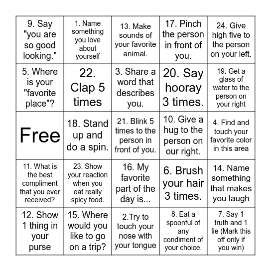 Positive Self-Talk BINGO! Bingo Card