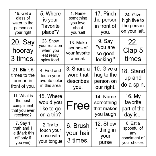 Positive Self-Talk BINGO! Bingo Card