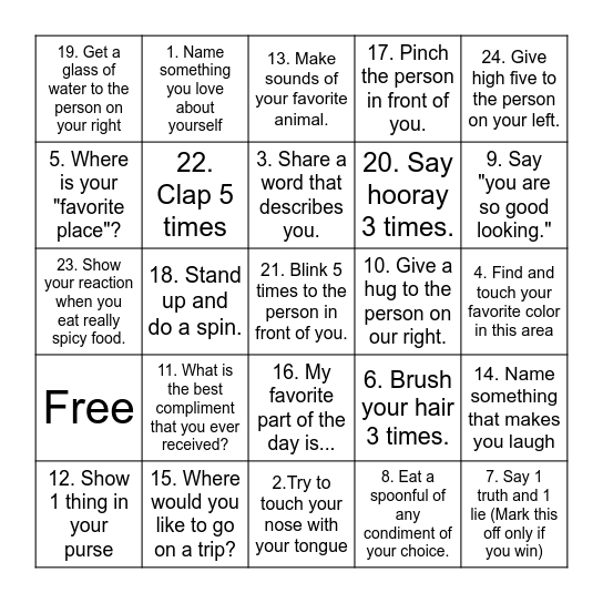 Positive Self-Talk BINGO! Bingo Card