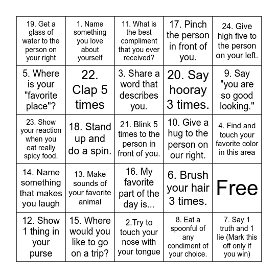 Positive Self-Talk BINGO! Bingo Card