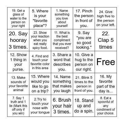 Positive Self-Talk BINGO! Bingo Card