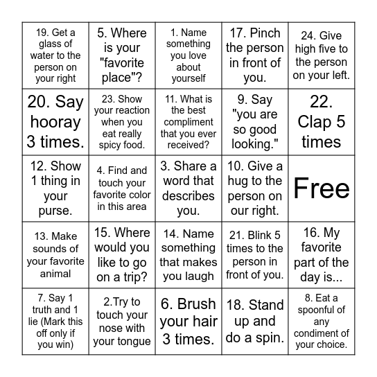 Positive Self-Talk BINGO! Bingo Card