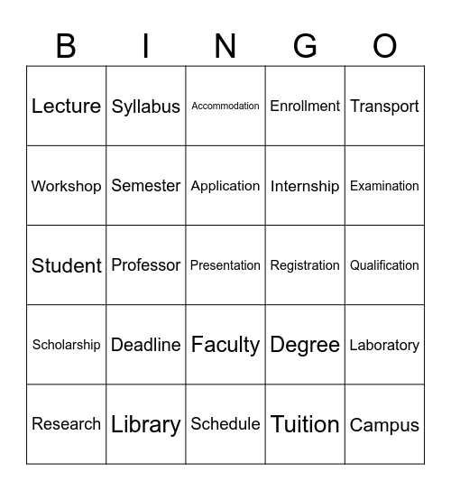 Listening BINGO Card