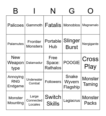 MHWilds Bingo Card