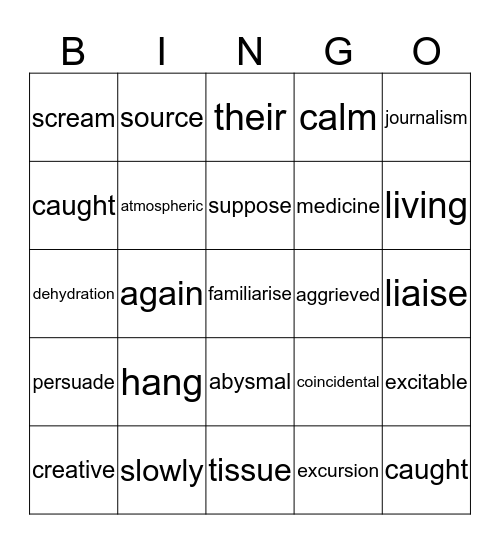 reading test 3 Bingo Card