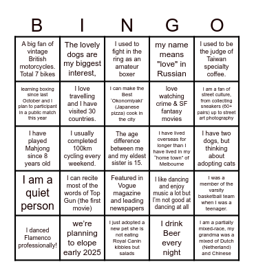 APAC RDW GET TO KNOW YOU Bingo Card