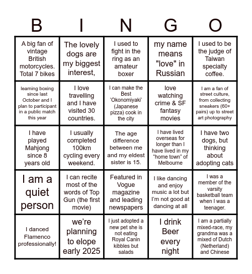 APAC RDW GET TO KNOW YOU Bingo Card