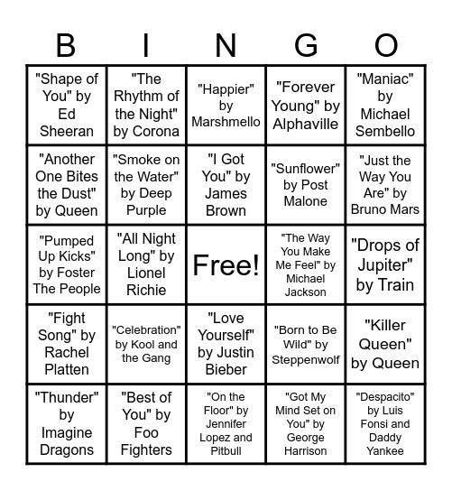 2mb Music Bingo Round #3 Bingo Card
