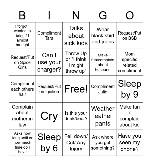 Shorties are 40! Bingo Card