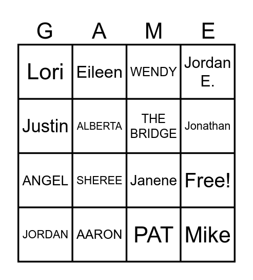 FRIENDS Bingo Card