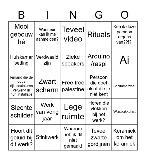 Rijks en Ateliers bingo Card
