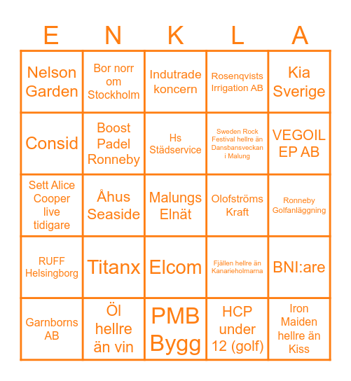 Enkla Elbolaget - MingelBingo Card