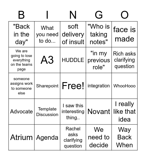 Meeting Bingo Card