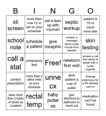 Nurse 2024 Bingo Card