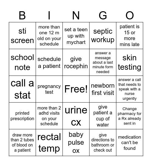 Nurse 2024 Bingo Card
