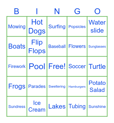 Summer Bingo Card