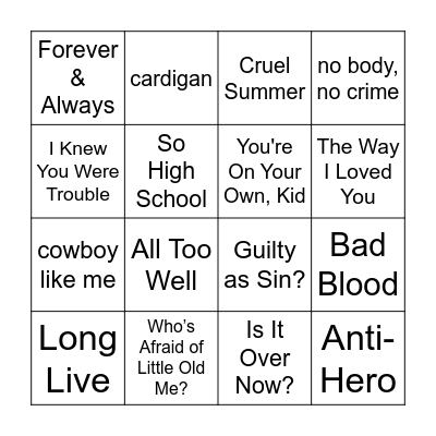 Round 3 (Taylor's Version) Bingo Card