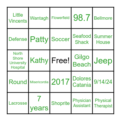 All about the couple Bingo! Bingo Card