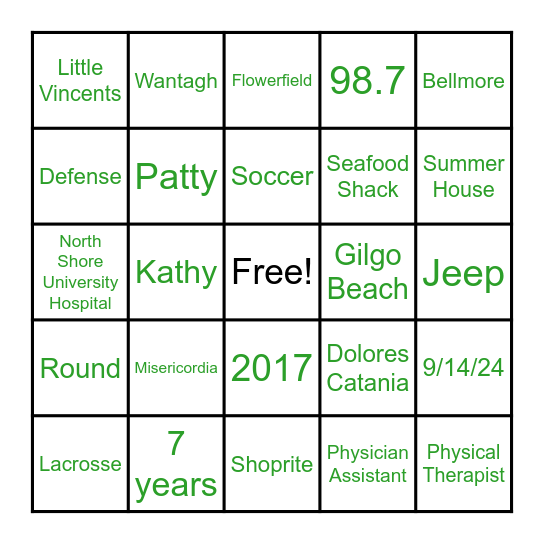 All about the couple Bingo! Bingo Card