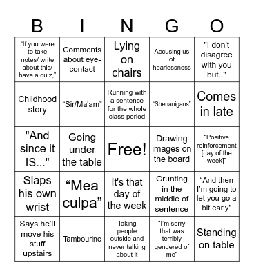 Big Fish Bingo Card