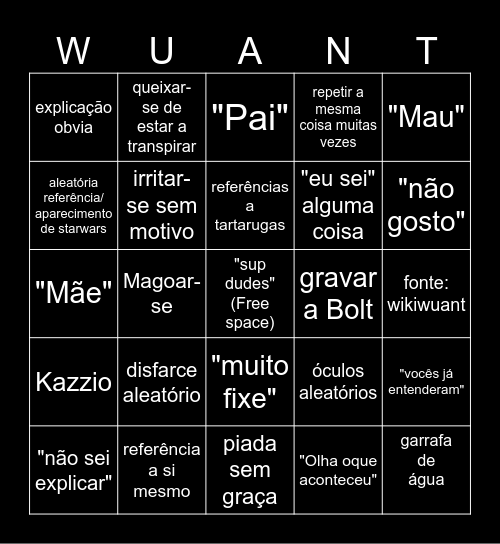 Wuant bingo Card