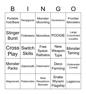 MHWilds Bingo Card