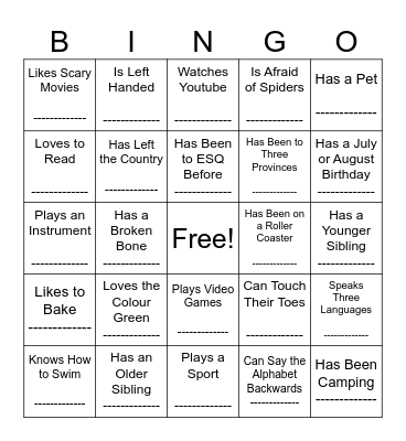 Find Someone Who... Bingo Card