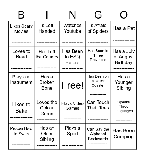 Find Someone Who... Bingo Card