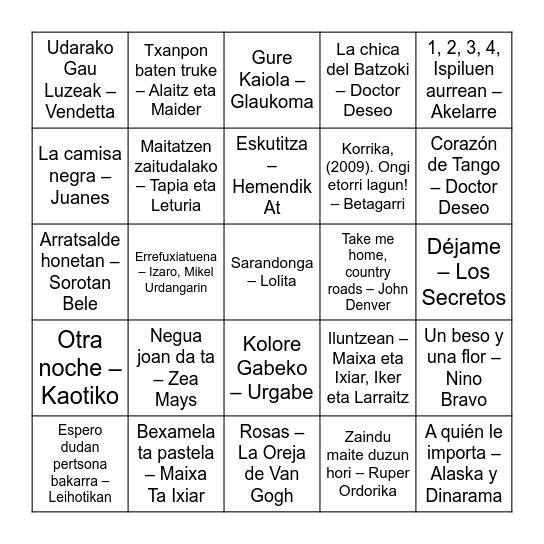 BINGO MISIKATUA Bingo Card