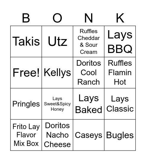 Chips Bingo Card