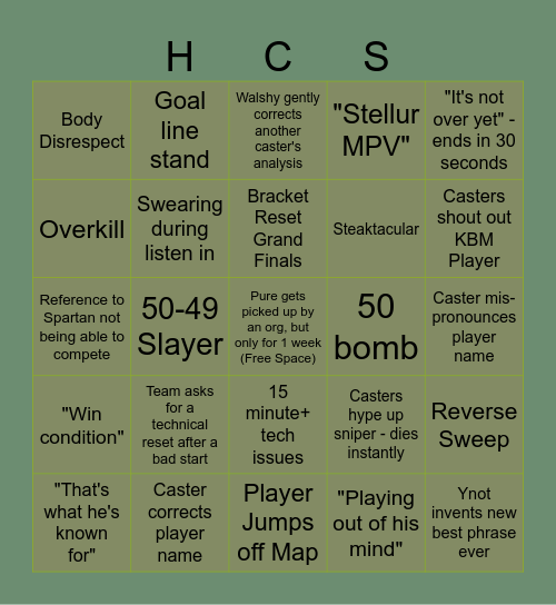 HCS Atlanta Bingo Card