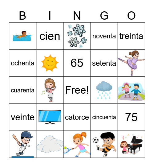 El Clima y Actividades Bingo Card