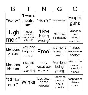 Eliza's bingo Card
