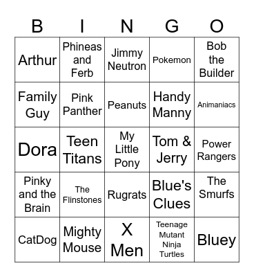 Cartoon Themes Bingo Card