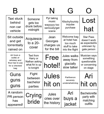 Nashville Bingo Card