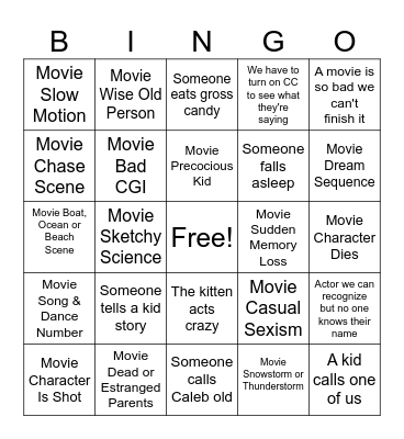 Caleb's 40th Birthday BINGO Card