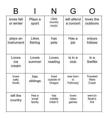 Someone who... Bingo Card