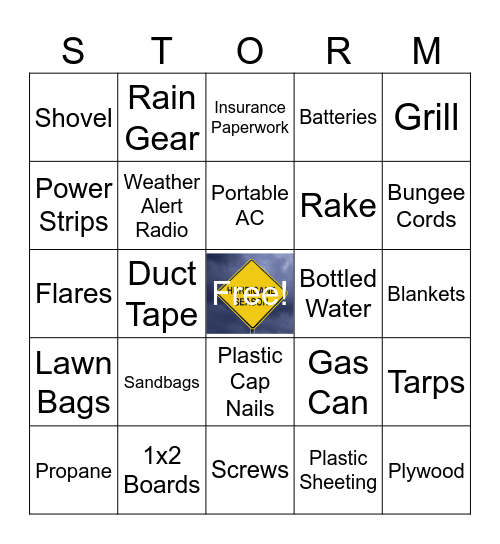 Hurricane Preparedness Bingo Card