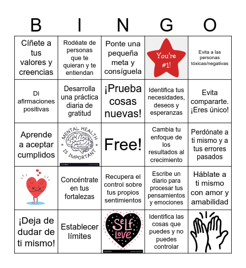 Self-Esteem Bingo / Spanish Bingo Card