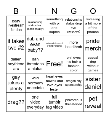 dnpg pride month Bingo Card