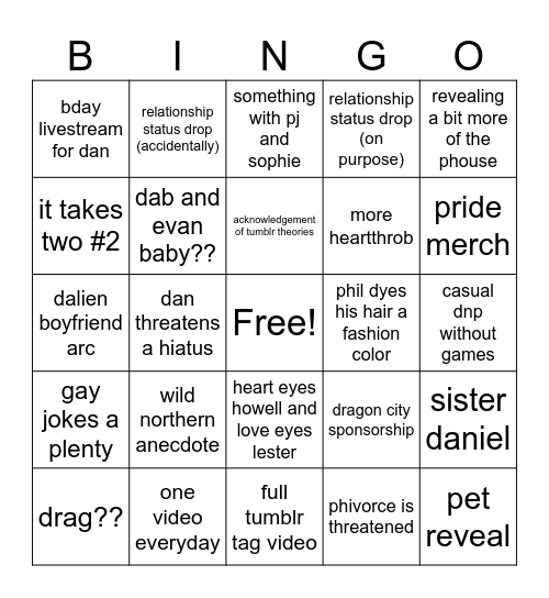 dnpg pride month Bingo Card
