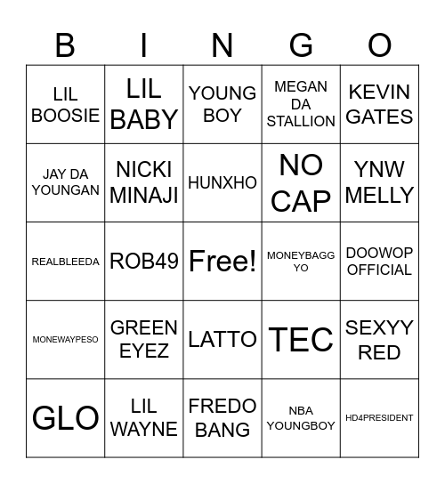 TRAP BINGO Card