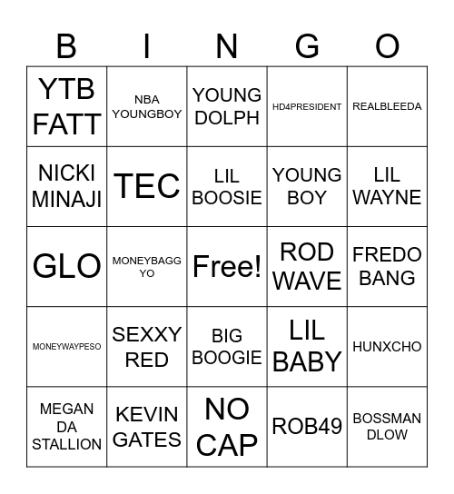 TRAP BINGO Card