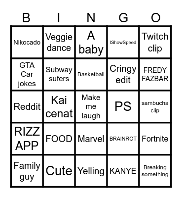 Tik Tok / YT Shorts Bingp Bingo Card