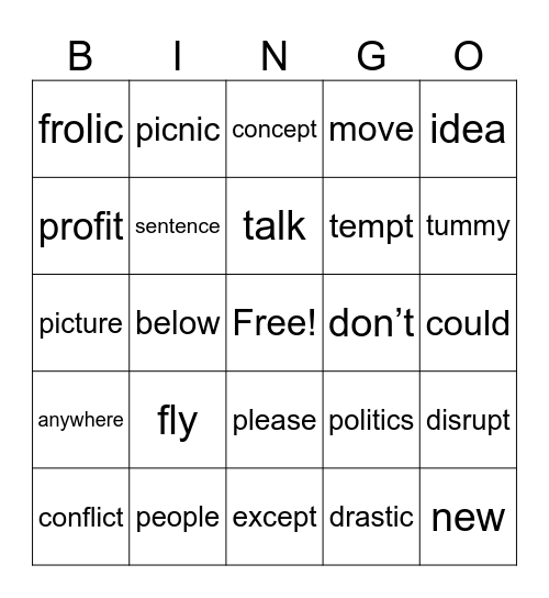 4th Grade Bingo Card