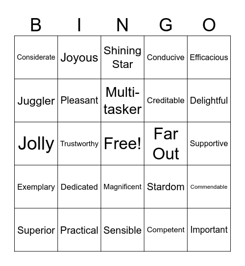 Customer Service Appreciation Bingo Card