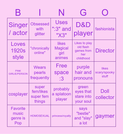 Pipp traits Bingo (includes headcanons) Bingo Card